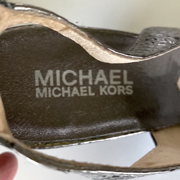 Michael Kors Stacked Wedge Heel Peek-a-Boo Toe Sandals - Picture 3 of 14